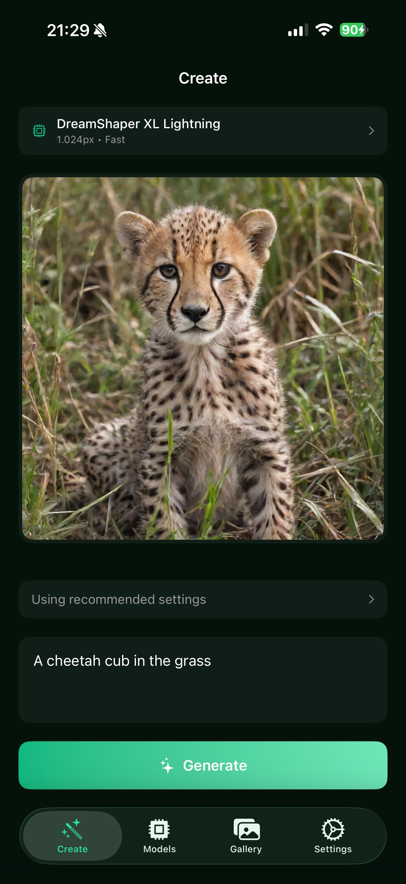AI-generated cheetah cub image created on iPhone